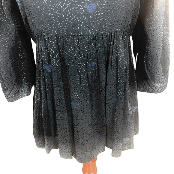 TREASURE & BOND SQUARE‎ NECK PUFF SLEEVE HIGH-LOW BLOUSE BLACK SIZE M NWT - Picture 6 of 16